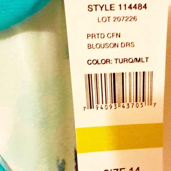 NWT S. L. Fashion Aqua Blouson Dress Size 14 - Picture 4 of 4